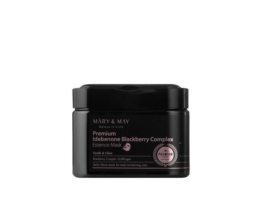 MARY&MAY Premium Idebenone Blackberry Complex Essence Face Mask για αντιγήρανση και ενυδάτωση 20 τεμ.